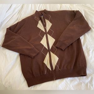 Scottish Wind, Wind blocking Argyle cardigan golf sweater